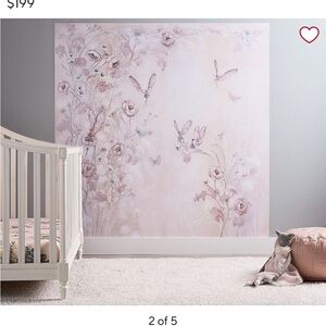 Floral Butterfly Wall Mural - Pink and Cream